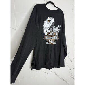 Harley Davidson Long Sleeve Black Shirt Mens XXL Tall Boston Massachusetts Eagle